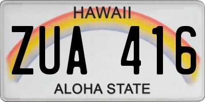 HI license plate ZUA416