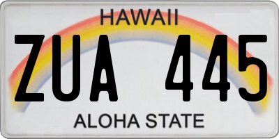 HI license plate ZUA445