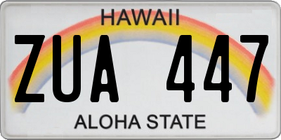 HI license plate ZUA447