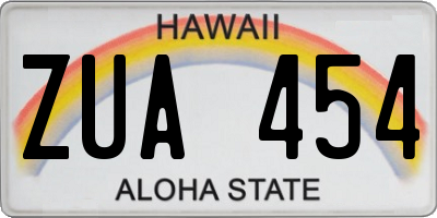 HI license plate ZUA454