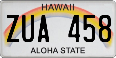 HI license plate ZUA458