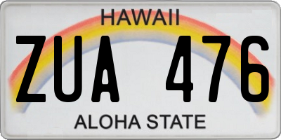 HI license plate ZUA476