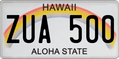 HI license plate ZUA500