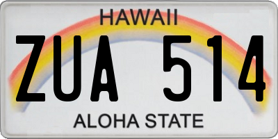 HI license plate ZUA514
