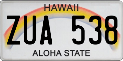HI license plate ZUA538