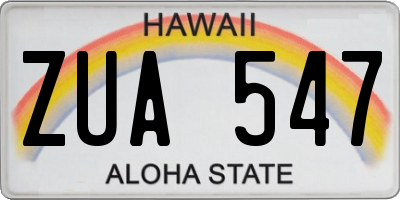 HI license plate ZUA547