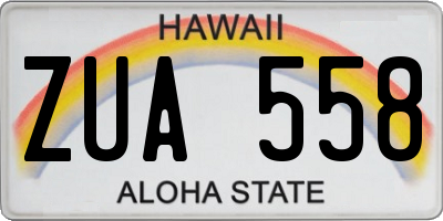 HI license plate ZUA558
