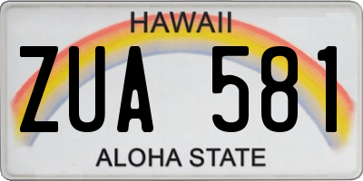 HI license plate ZUA581