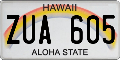 HI license plate ZUA605