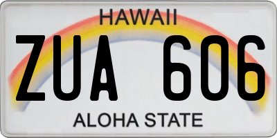 HI license plate ZUA606