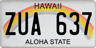 HI license plate ZUA637