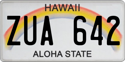 HI license plate ZUA642