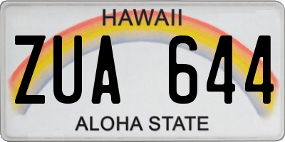 HI license plate ZUA644