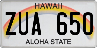 HI license plate ZUA650