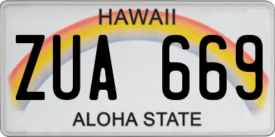 HI license plate ZUA669