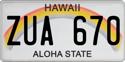 HI license plate ZUA670
