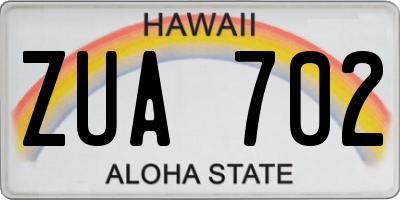 HI license plate ZUA702