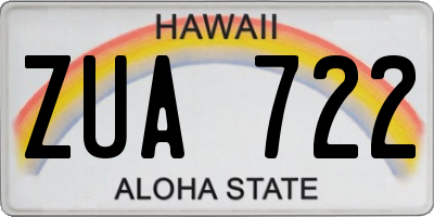 HI license plate ZUA722