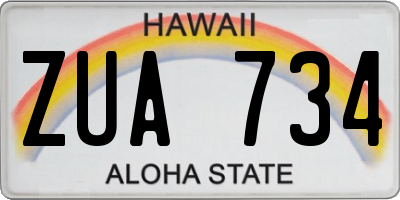 HI license plate ZUA734
