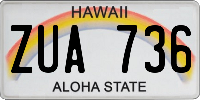 HI license plate ZUA736