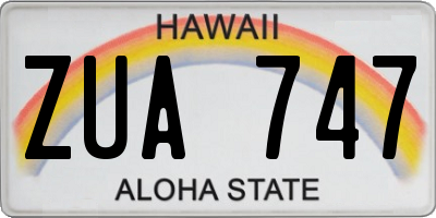 HI license plate ZUA747