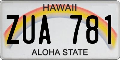 HI license plate ZUA781