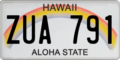 HI license plate ZUA791