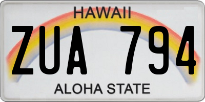 HI license plate ZUA794
