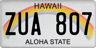 HI license plate ZUA807