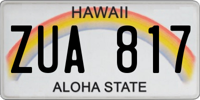 HI license plate ZUA817