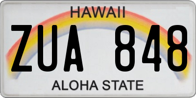 HI license plate ZUA848