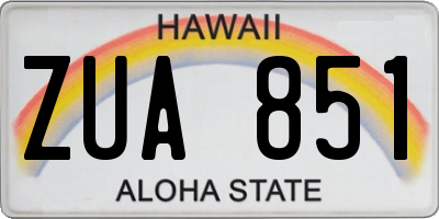 HI license plate ZUA851