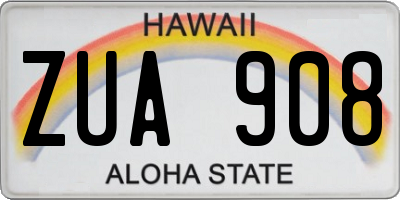 HI license plate ZUA908
