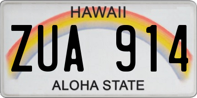 HI license plate ZUA914