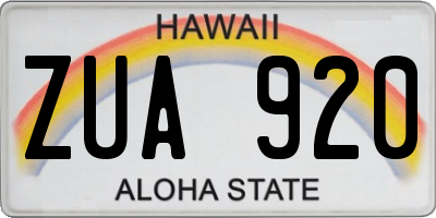 HI license plate ZUA920