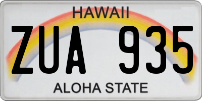HI license plate ZUA935