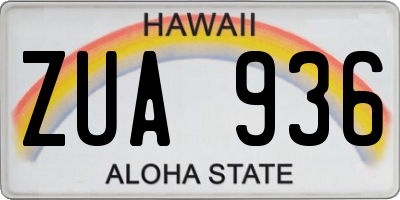 HI license plate ZUA936