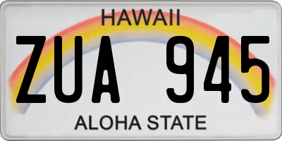 HI license plate ZUA945