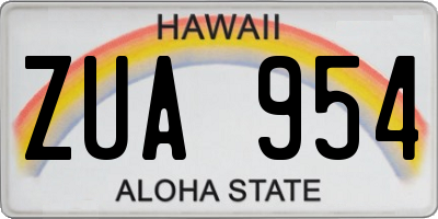 HI license plate ZUA954