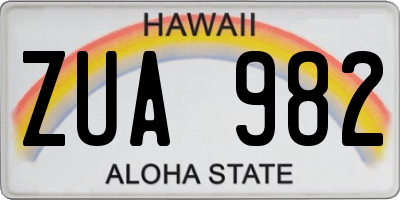 HI license plate ZUA982