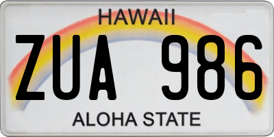 HI license plate ZUA986