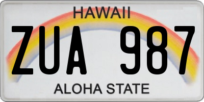 HI license plate ZUA987
