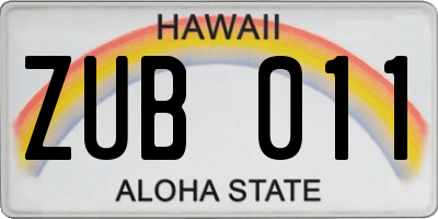 HI license plate ZUB011