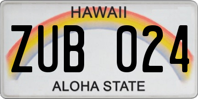 HI license plate ZUB024