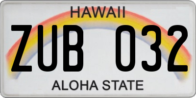HI license plate ZUB032
