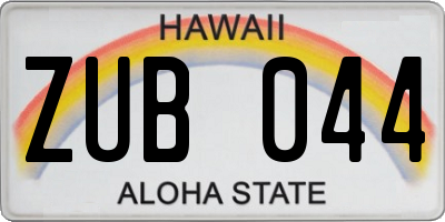 HI license plate ZUB044