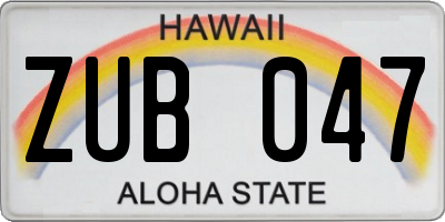 HI license plate ZUB047