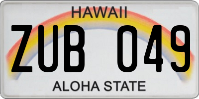 HI license plate ZUB049