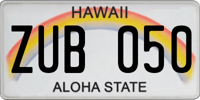 HI license plate ZUB050