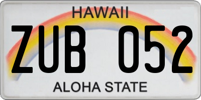 HI license plate ZUB052
